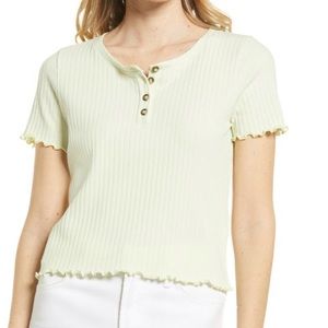 NWOT Madewell Supercrop Henley Green Top